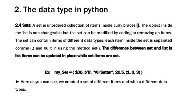 Data types in python lecture (2)
