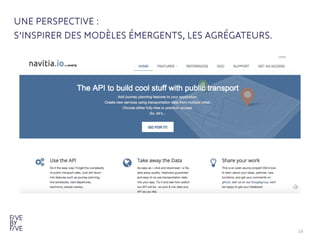 14
UNE PERSPECTIVE :  
S’INSPIRER DES MODÈLES ÉMERGENTS, LES AGRÉGATEURS.
 