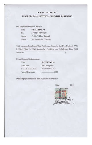 Data usulan penilik jainuddin,s.pd