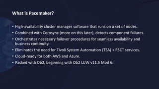 High Availability in Db2 LUW with Pacemaker | PDF