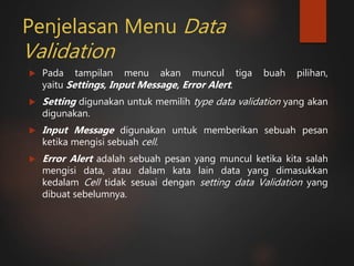 Data validation ms. excel | PPTX