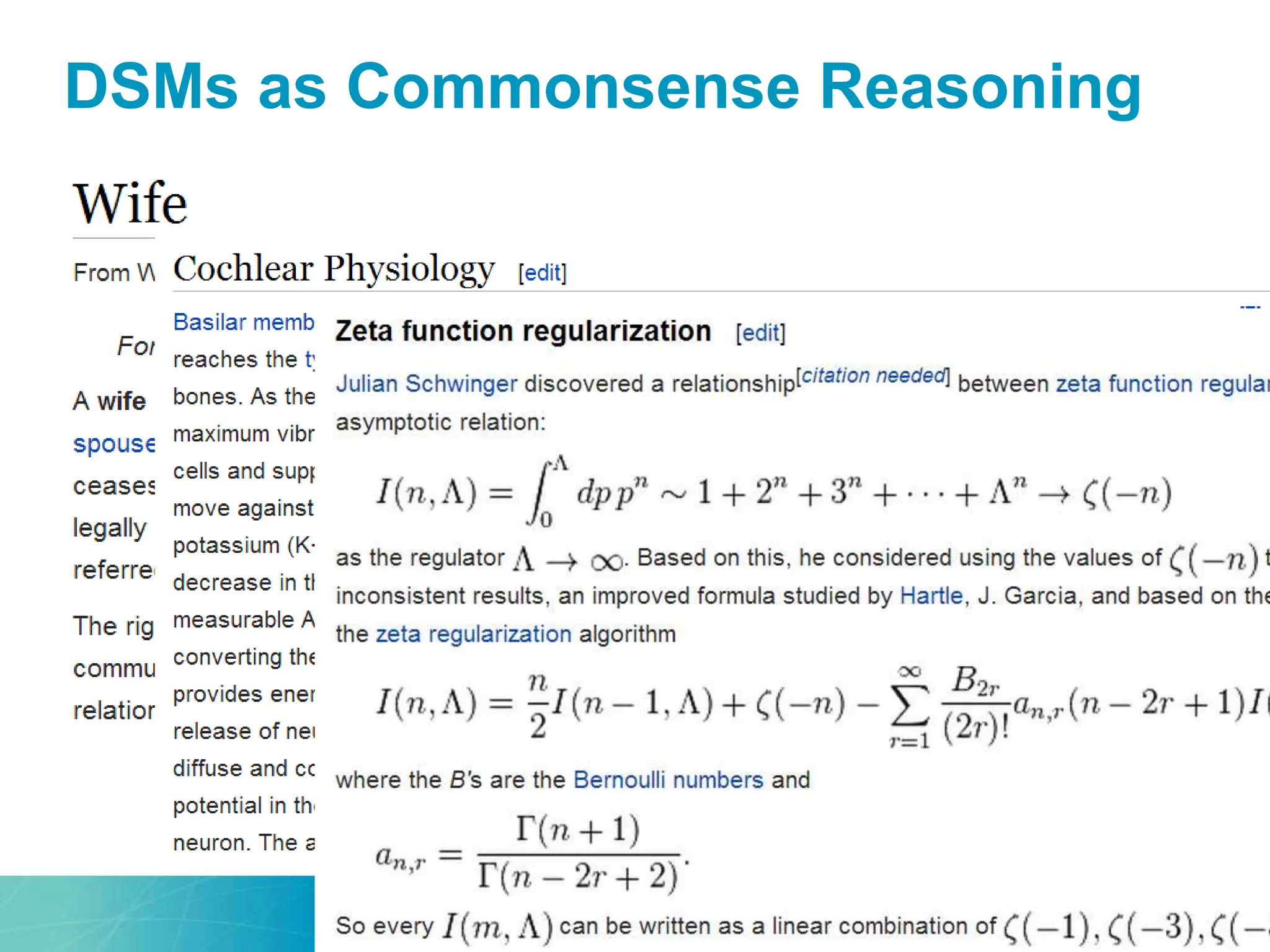 DSMs as Commonsense Reasoning
 