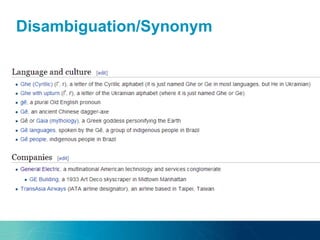 Disambiguation/Synonym
 