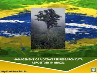 http://cariniana.ibict.br
MANAGEMENT OF A DATAVERSE RESEARCH DATA
REPOSITORY IN BRAZIL
 