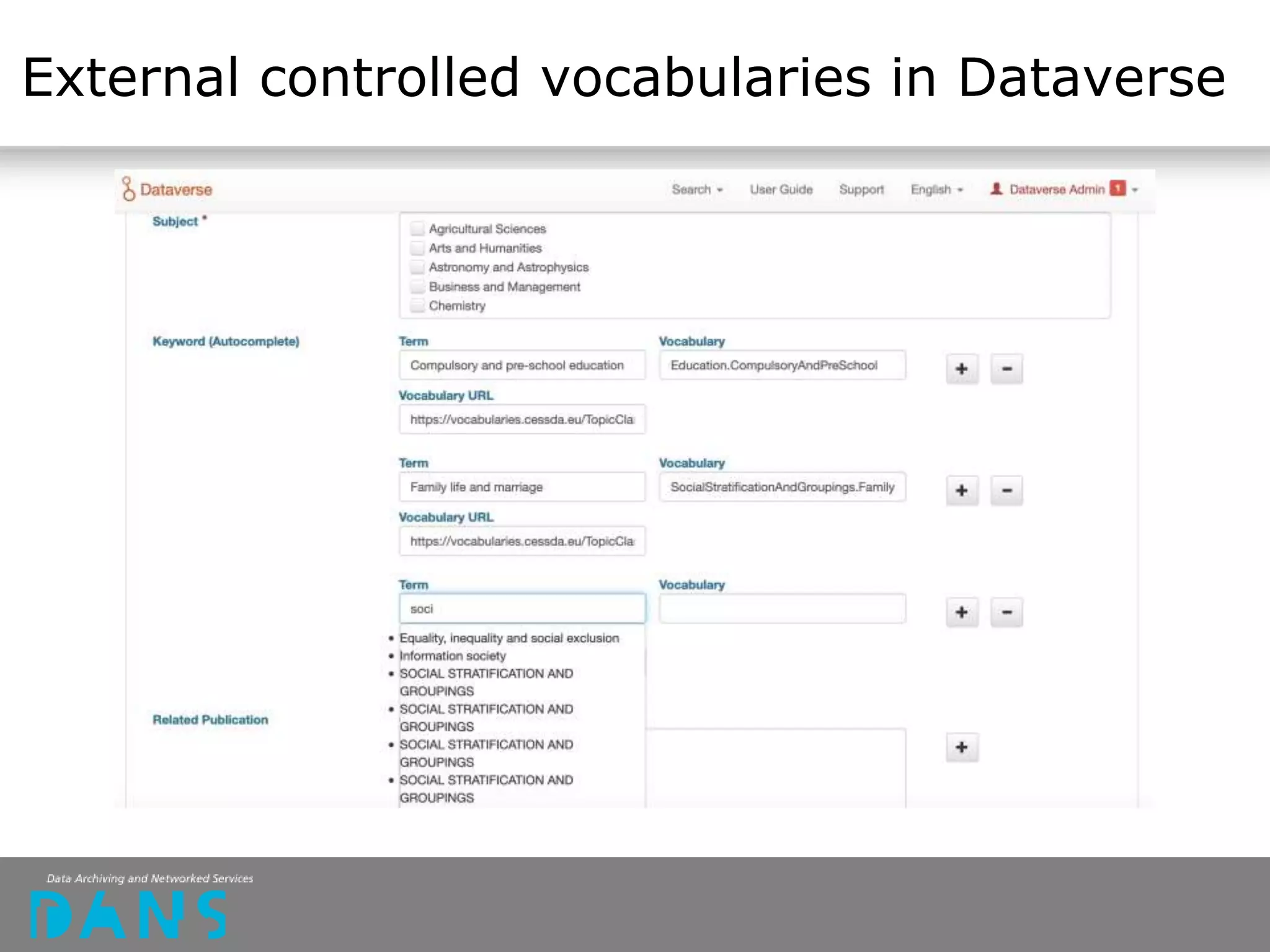 External controlled vocabularies in Dataverse
 