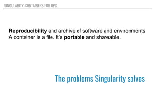 What Problem Container Solves Introduction to Singularity and Data Containers | PPTX