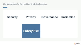 Considerations for Any Unified Analytics Decision
Security Privacy Governance Unification
Cloud Enterprise Business Cost
©...