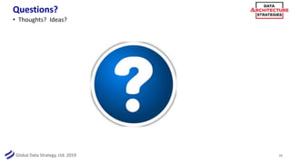 Global Data Strategy, Ltd. 2019
Questions?
31
• Thoughts? Ideas?
 