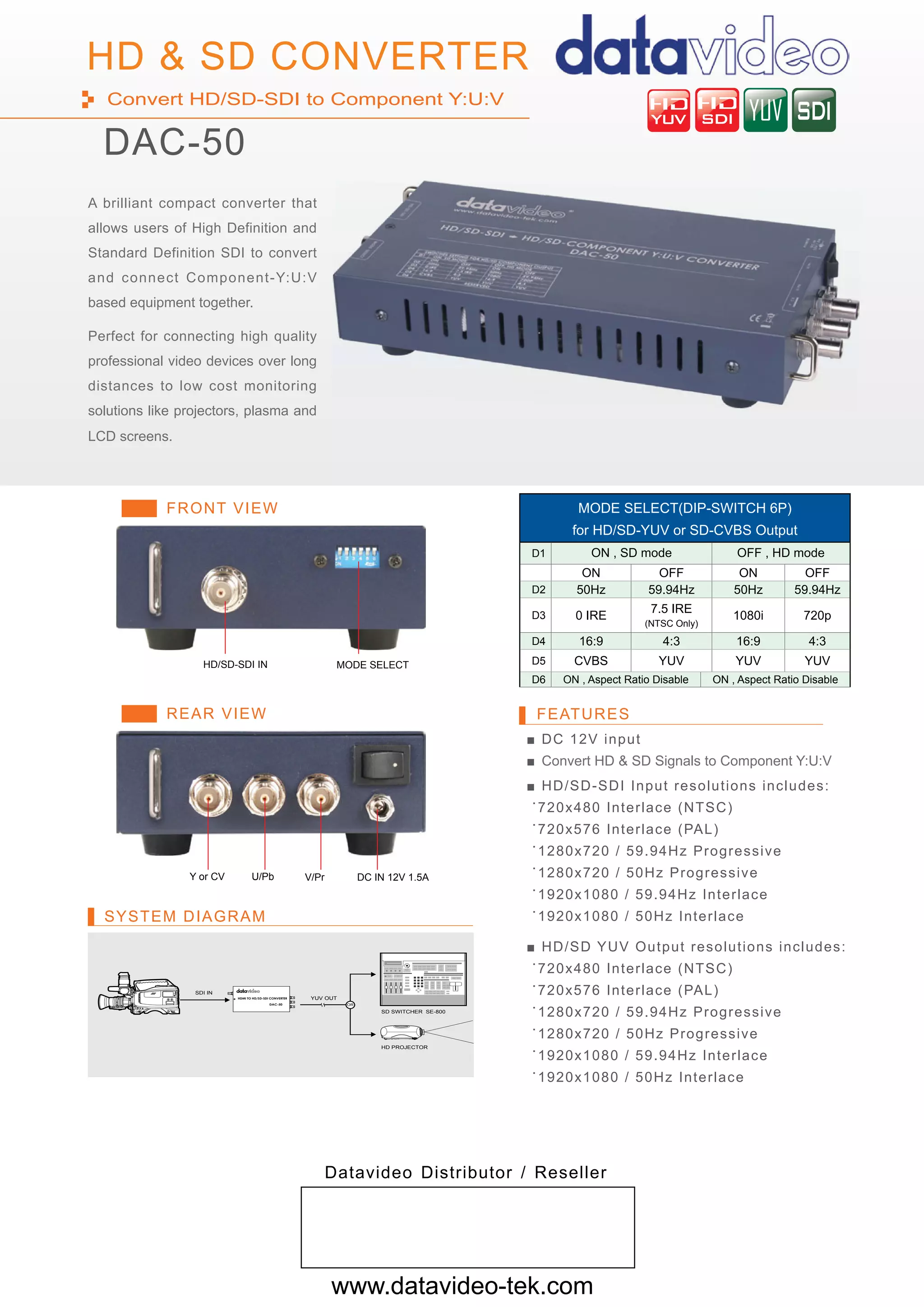 Datavideo DAC-50 | PDF