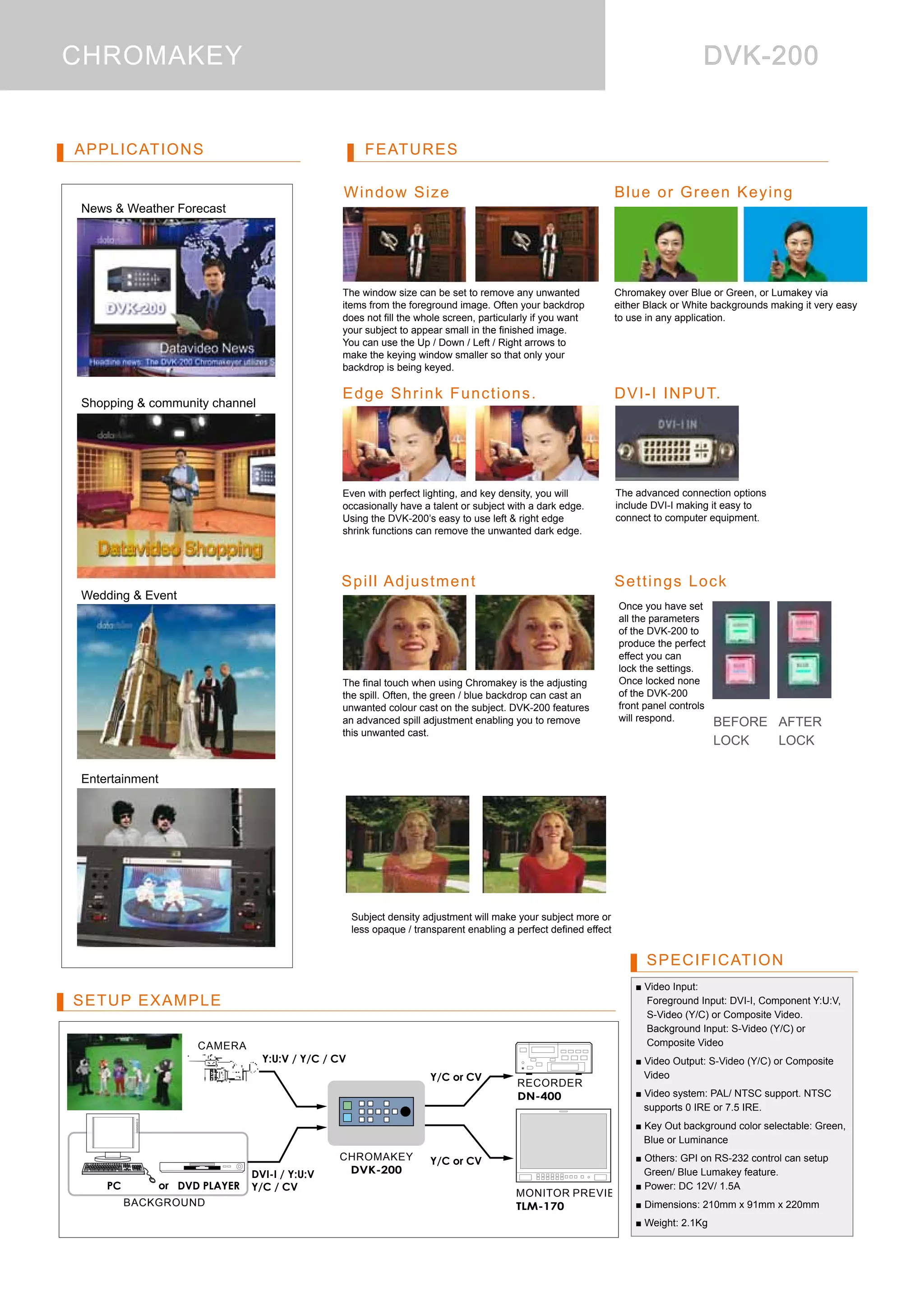 Datavideo DVK-200 Chromakey Brochure | PDF
