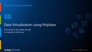 Connecting to Azure Blob Storage
Connecting to SQL Server
Data Virtualization using Polybase
Data Virtualization using Pol...