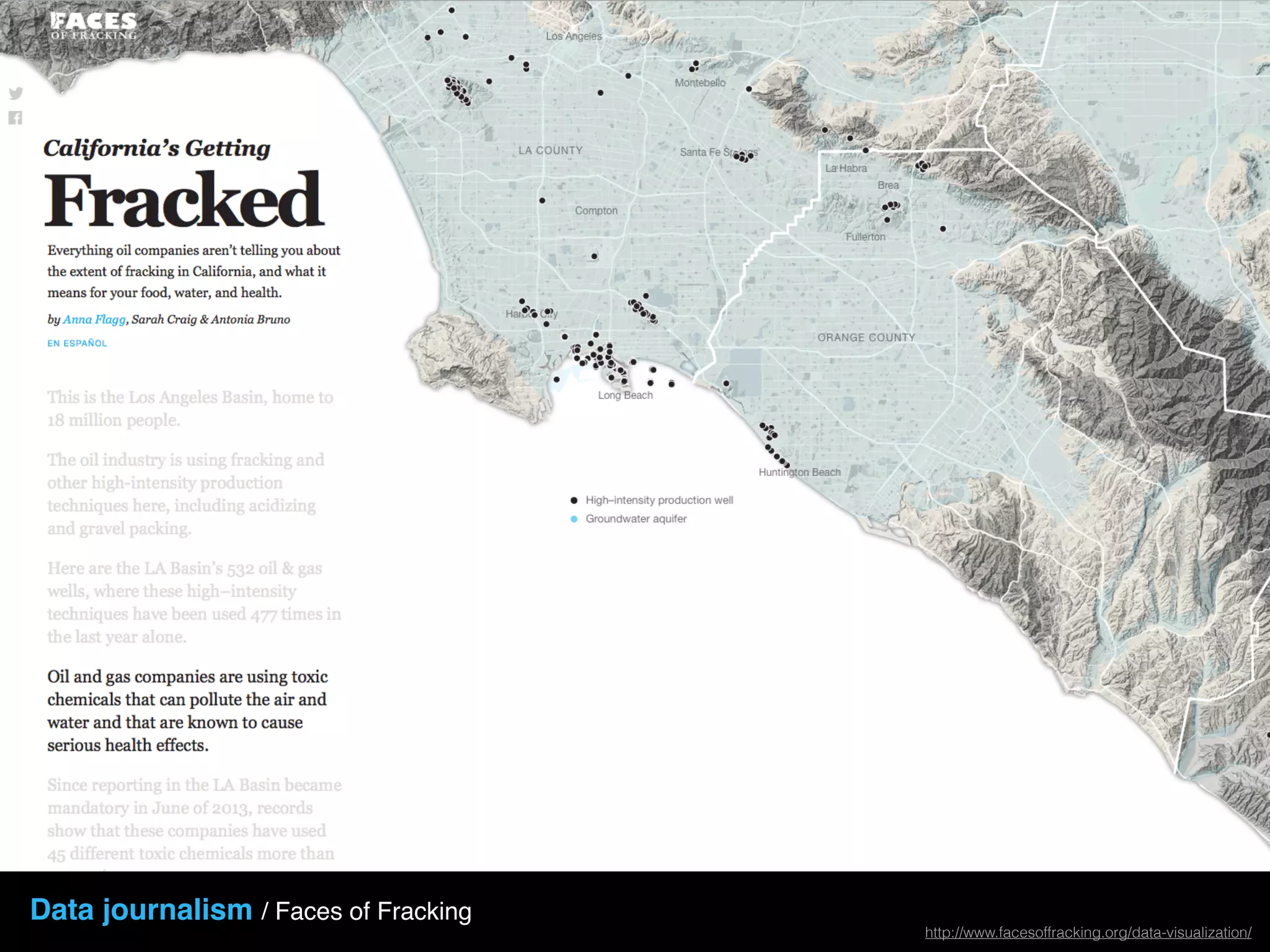 Title
Data journalism / Faces of Fracking
http://www.facesoffracking.org/data-visualization/
 