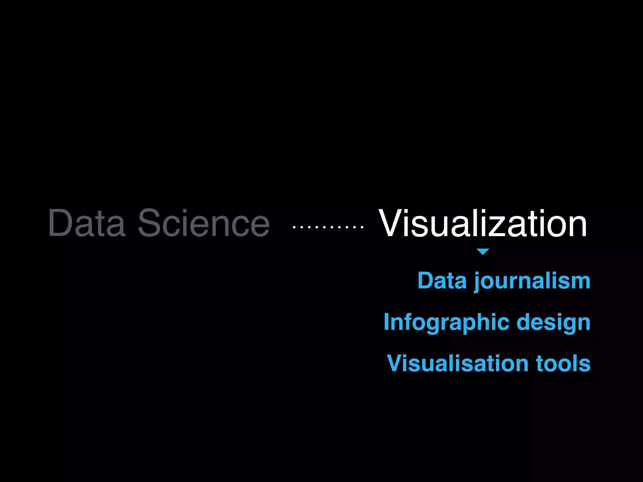 Data journalism
Infographic design
Visualisation tools
Data Science Visualization
 