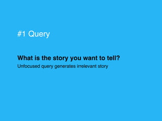 What is the story you want to tell?
Unfocused query generates irrelevant story
#1 Query
 