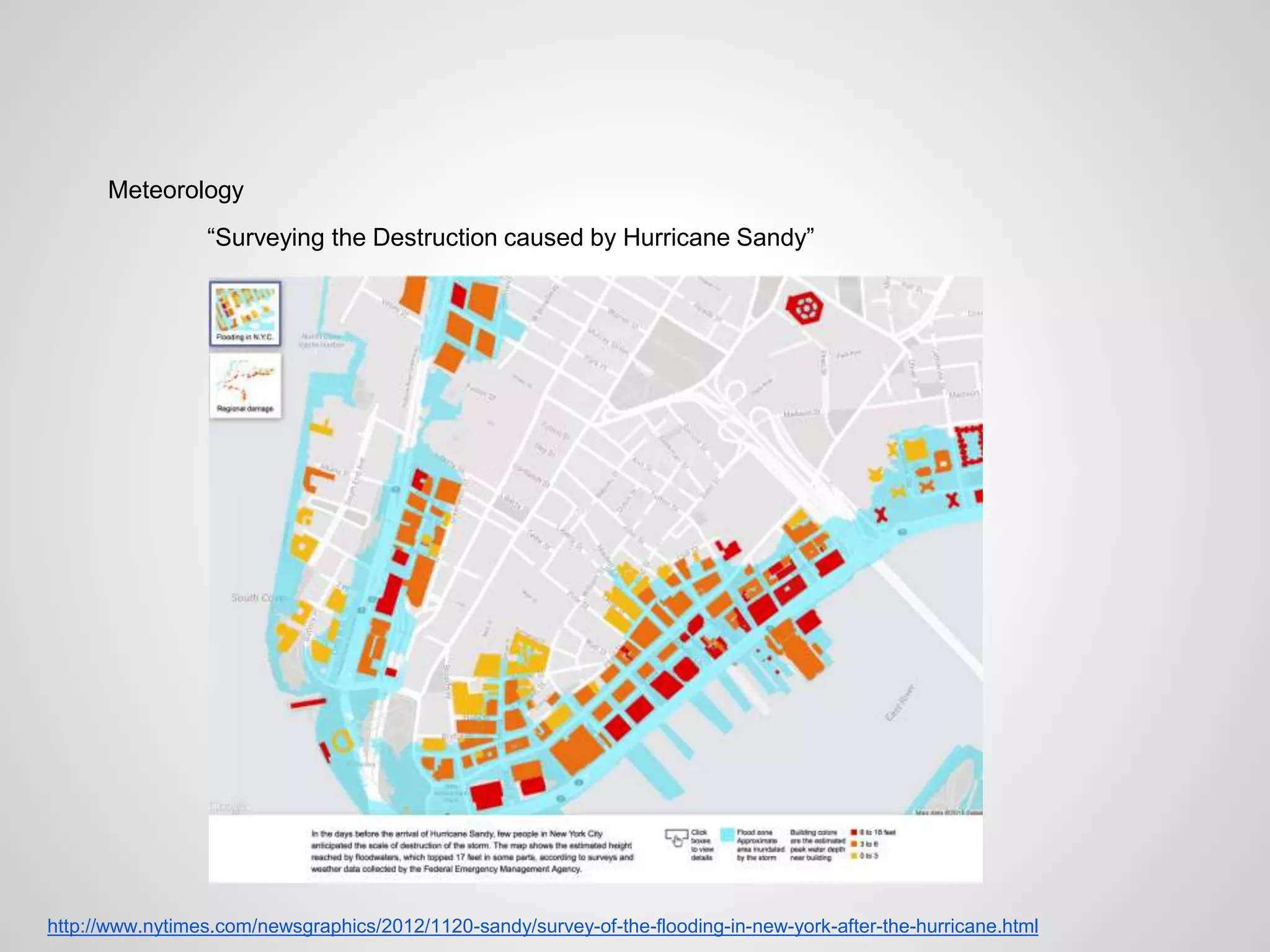 Meteorology
“Surveying the Destruction caused by Hurricane Sandy”
http://www.nytimes.com/newsgraphics/2012/1120-sandy/survey-of-the-flooding-in-new-york-after-the-hurricane.html
 