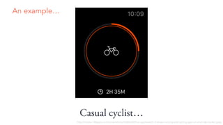 Casual cyclist
An example
http://media.148apps.com/screenshots/426826309/us-applewatch-2-strava-running-and-cycling-gps-run-and-ride-tracker.jpeg
 