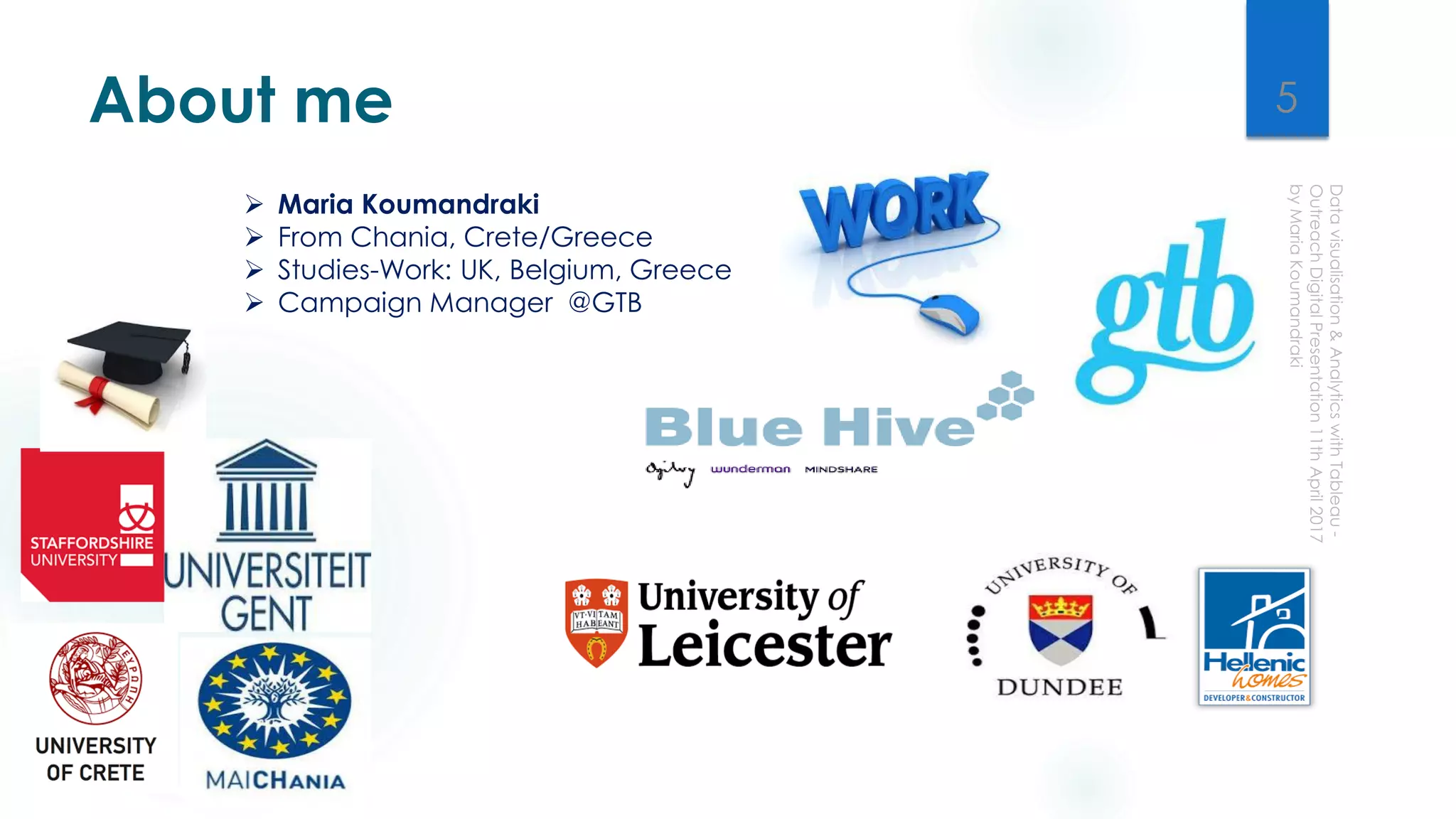 About me
 Maria Koumandraki
 From Chania, Crete/Greece
 Studies-Work: UK, Belgium, Greece
 Campaign Manager @GTB
5
 