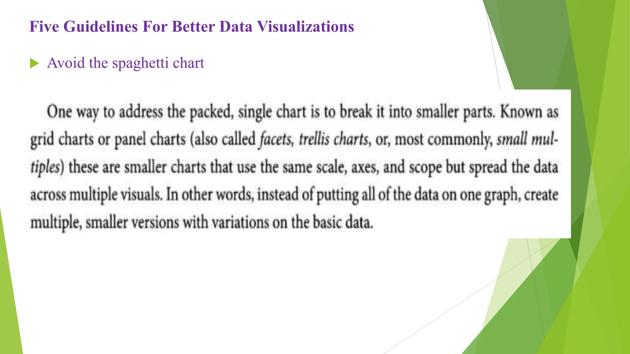 Five Guidelines For Better Data Visualizations
 Avoid the spaghetti chart
 