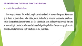 Five Guidelines For Better Data Visualizations
 Avoid the spaghetti chart
 