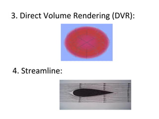 3. Direct Volume Rendering (DVR):
4. Streamline:
 