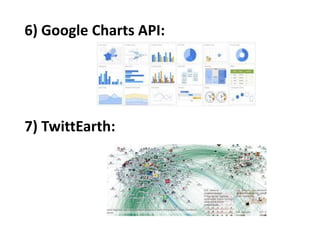 6) Google Charts API:
7) TwittEarth:
 