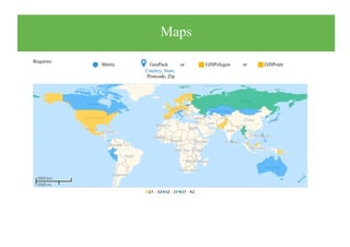 Maps
Requires:
Metric GeoPack or GISPolygon or GISPoint 
Country, State,
Postcode, Zip

 