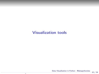 Visualization tools
10 / 34
Data Visualization in Python - @datapythonista
N
 