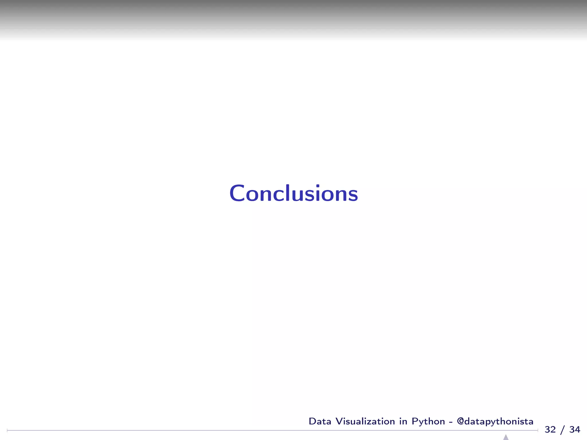 Conclusions
32 / 34
Data Visualization in Python - @datapythonista
 