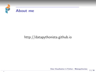 About me
http://datapythonista.github.io
2 / 34
Data Visualization in Python - @datapythonista
 