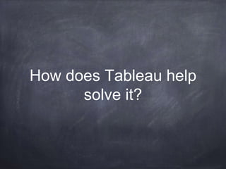 How does Tableau help
solve it?