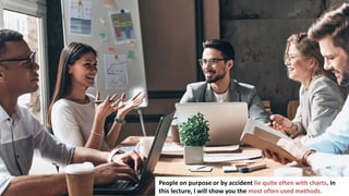 23
People on purpose or by accident lie quite often with charts. In
this lecture, I will show you the most often used methods.
 