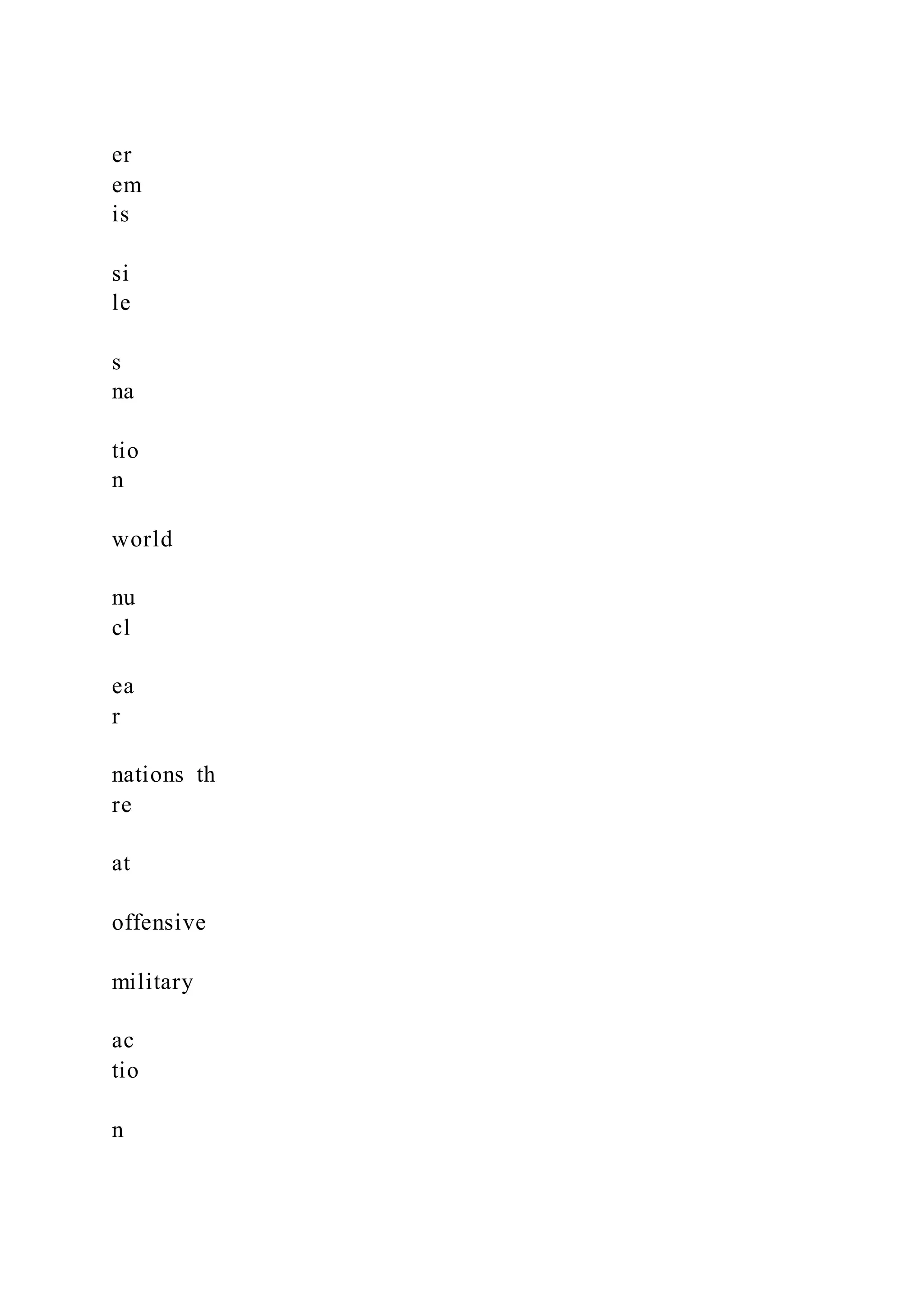 er
em
is
si
le
s
na
tio
n
world
nu
cl
ea
r
nations th
re
at
offensive
military
ac
tio
n
 