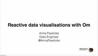 Reactive data visualisations with Om
Anna Pawlicka
Data Engineer
@AnnaPawlicka
Saturday, 28 June 14
 