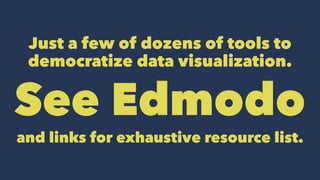Just a few of dozens of tools to
democratize data visualization.
See Edmodo
and links for exhaustive resource list.
 