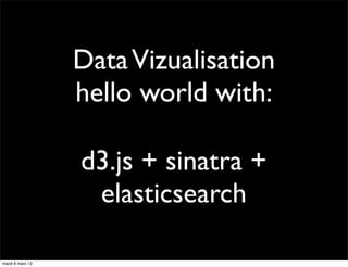 Data Vizualisation
                  hello world with:

                  d3.js + sinatra +
                   elasticsearch

mardi 6 mars 12
 