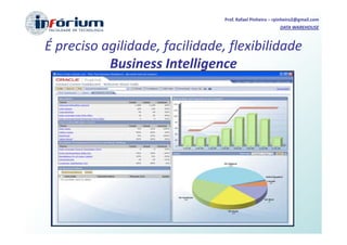 Prof. Rafael Pinheiro – rpinheiro2@gmail.com
                                                         DATA WAREHOUSE



É preciso agilidade, facilidade, flexibilidade
           Business Intelligence
 