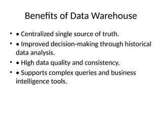 What is Data Warehouse and its importance | PPTX
