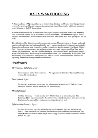Data warehousing | DOCX