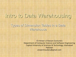 Intro to Data warehousing lecture 13 | PPT