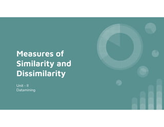 Measures of
Similarity and
Similarity and
Dissimilarity
Unit - II
Datamining
 