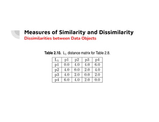 Measures of Similarity and Dissimilarity
Dissimilarities between Data Objects
 