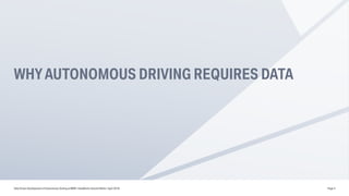 WHYAUTONOMOUS DRIVING REQUIRES DATA
Data Driven Development of Autonomous Driving at BMW | DataWorks Summit Berlin | April...