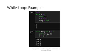 While Loop: Example
Faculty of Information Technology, Thai - Nichi Institute of
Technology, Bangkok
 