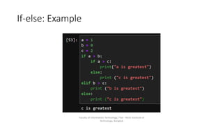 If-else: Example
Faculty of Information Technology, Thai - Nichi Institute of
Technology, Bangkok
 