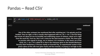 Pandas – Read CSV
Faculty of Information Technology, Thai - Nichi Institute of
Technology, Bangkok
14
 