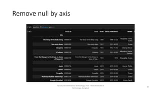 Remove null by axis
Faculty of Information Technology, Thai - Nichi Institute of
Technology, Bangkok
30
 