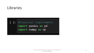 Libraries
Faculty of Information Technology, Thai - Nichi Institute of
Technology, Bangkok
21
 