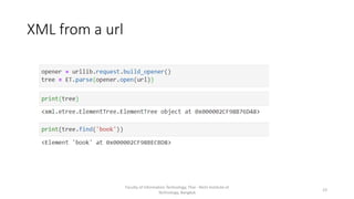 XML from a url
Faculty of Information Technology, Thai - Nichi Institute of
Technology, Bangkok
23
 