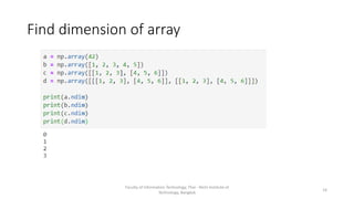 Find dimension of array
Faculty of Information Technology, Thai - Nichi Institute of
Technology, Bangkok
14
 