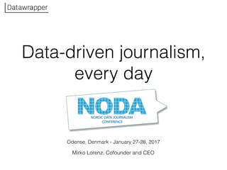 Odense, Denmark - January 27-28, 2017
Data-driven journalism,
every day
Mirko Lorenz, Cofounder and CEO
 
